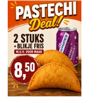 2 pastechi naar keuze + 1 frisdrank (Coca-Cola of Sprite) | Voordelige combinaties inclusief drank of snacks.