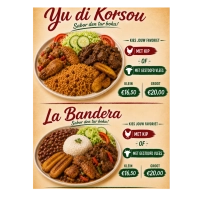 Moro rijst, stoofvlees, zoete bakbanaan, salade | Rijkgevulde maaltijd met authentieke smaken en verse ingrediënten.
