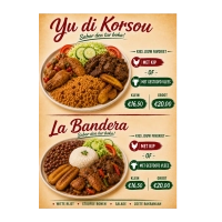Witte rijst, stoofde bonen, salade, zoete bakbanaan, kip | Rijkgevulde maaltijd met authentieke smaken en verse ingrediënten.
