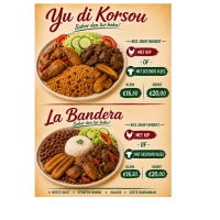 Witte rijst, stoofde bonen, salade, zoete bakbanaan, stoofvlees | Rijkgevulde maaltijd met authentieke smaken en verse ingrediënten.