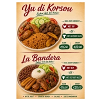 Witte rijst, stoofde bonen, salade, zoete bakbanaan, stoofvlees | Rijkgevulde maaltijd met authentieke smaken en verse ingrediënten.